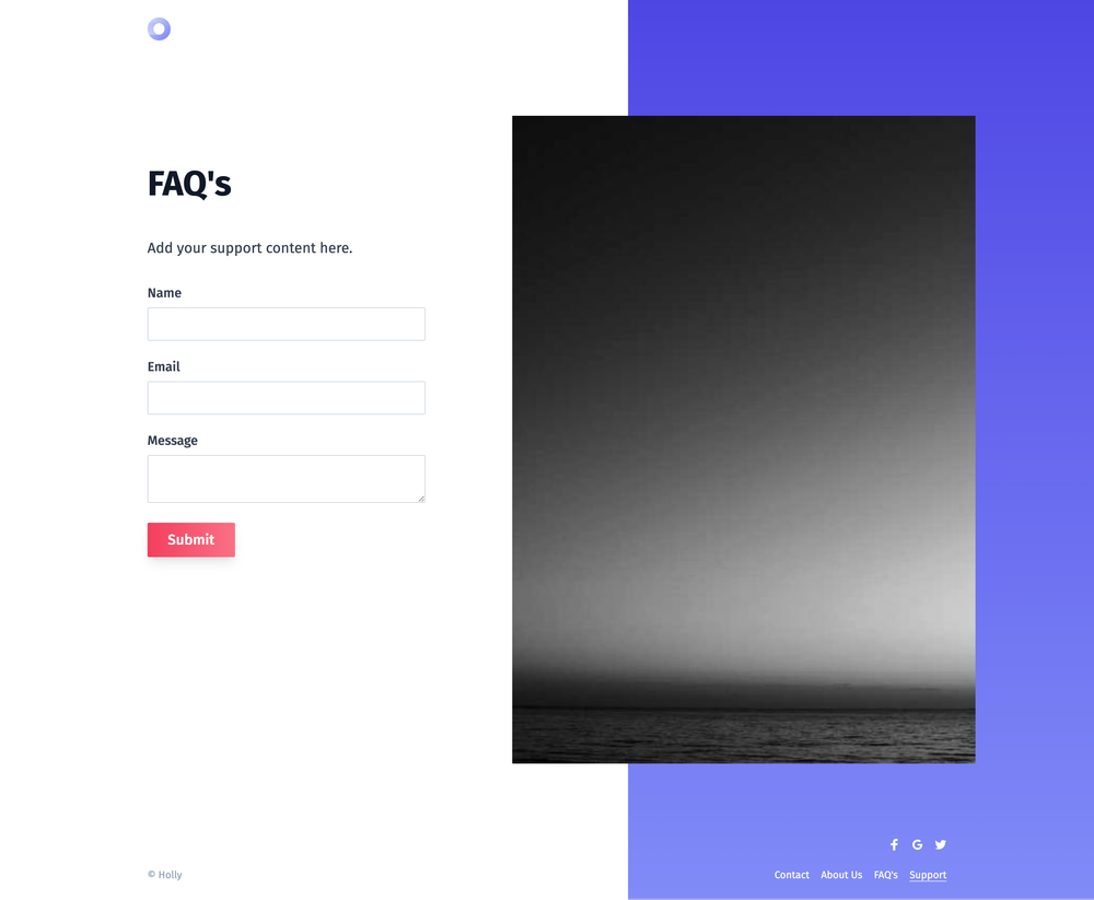 holly-react screenshot | ATemplate.com