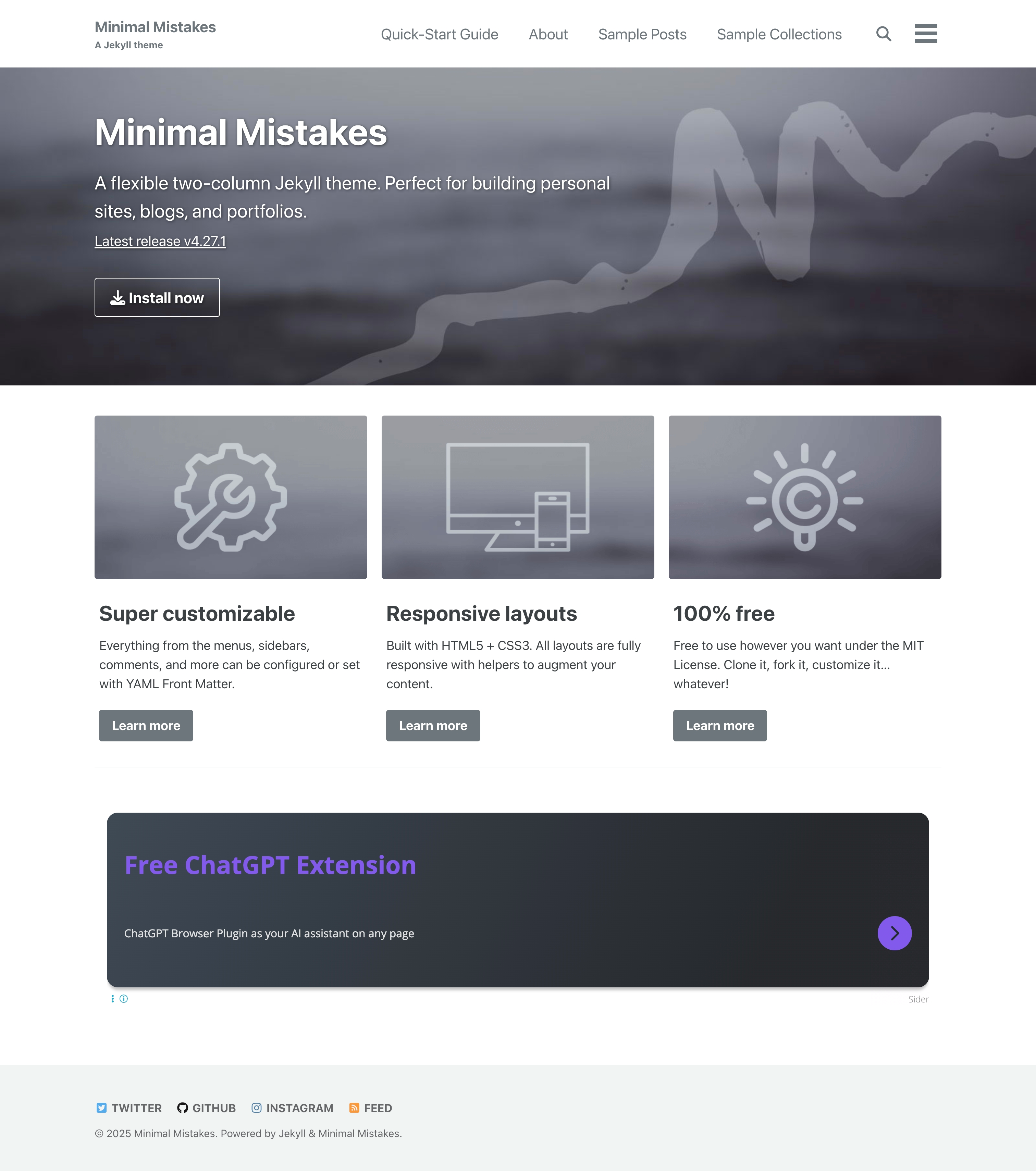 Minimal Mistakes screenshot | ATemplate.com