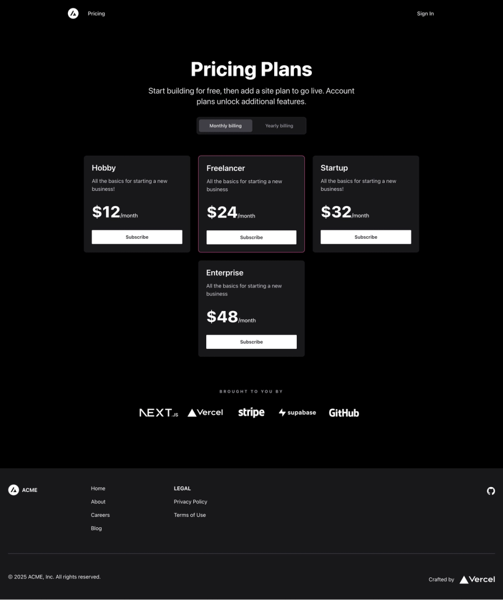 Stripe Subscription Starter screenshot | ATemplate.com
