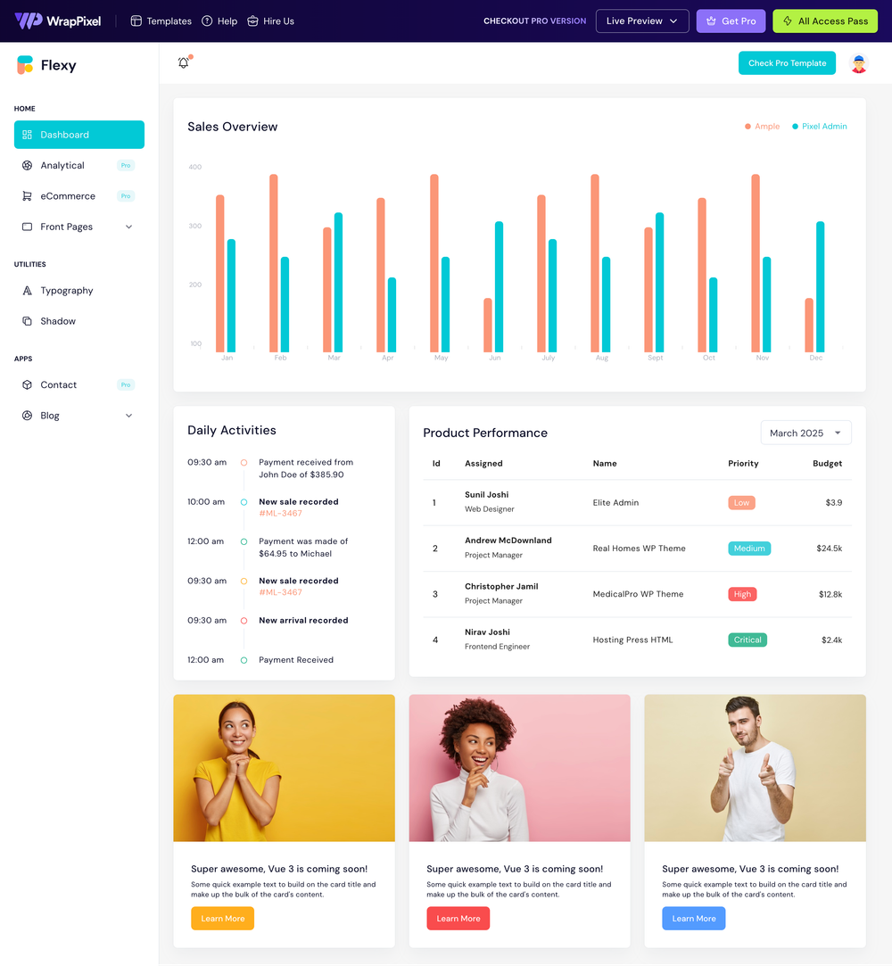 Flexy-vuejs-free screenshot | ATemplate.com