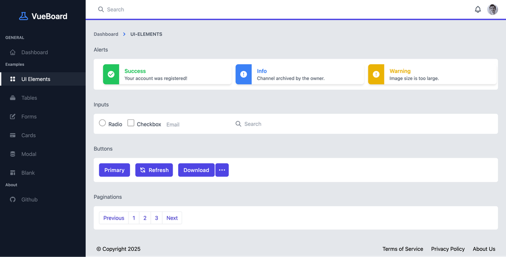 VueBoard screenshot | ATemplate.com