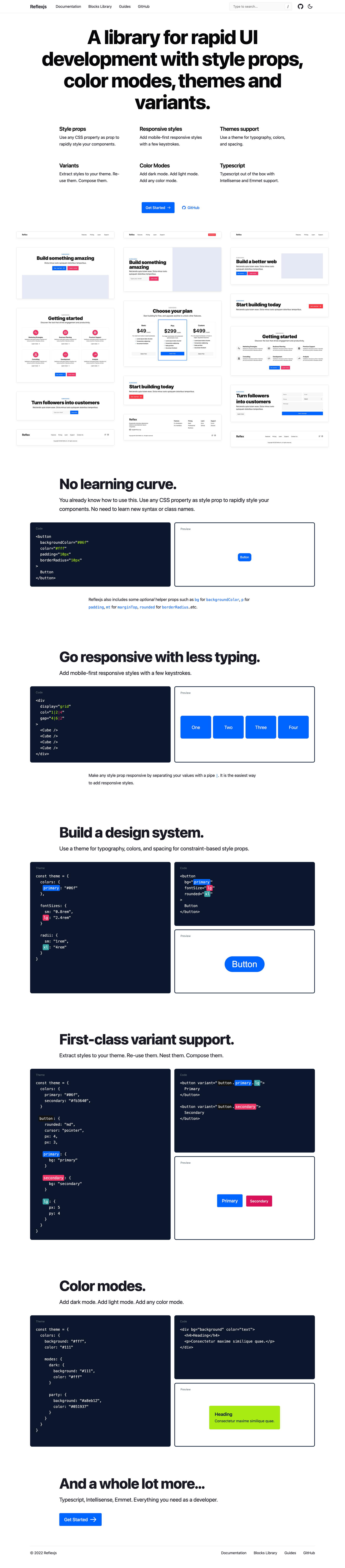 Reflexjs screenshot | ATemplate.com