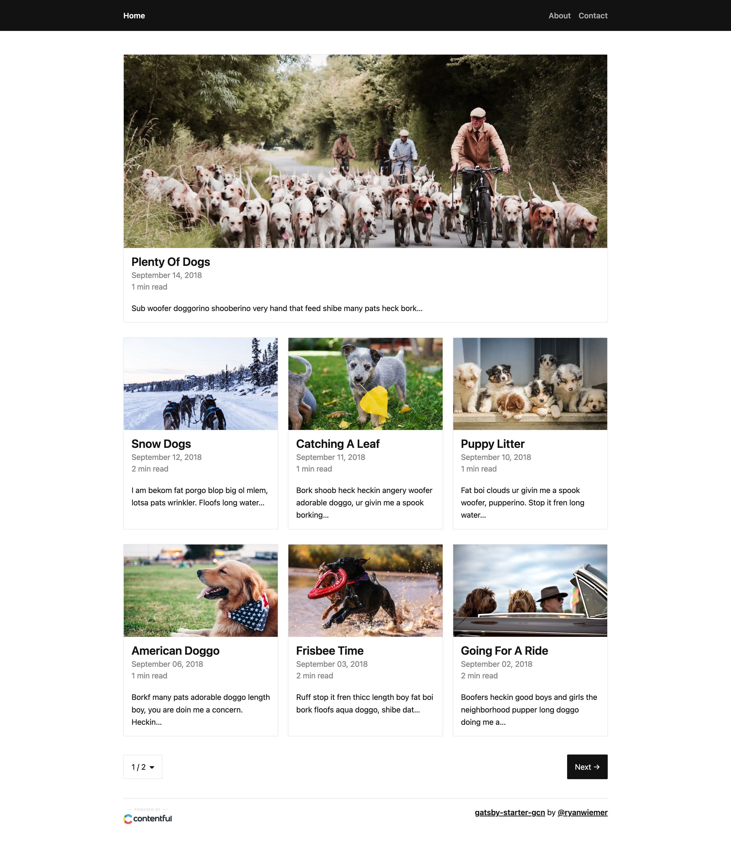 gatsby-starter-gcn screenshot | ATemplate.com