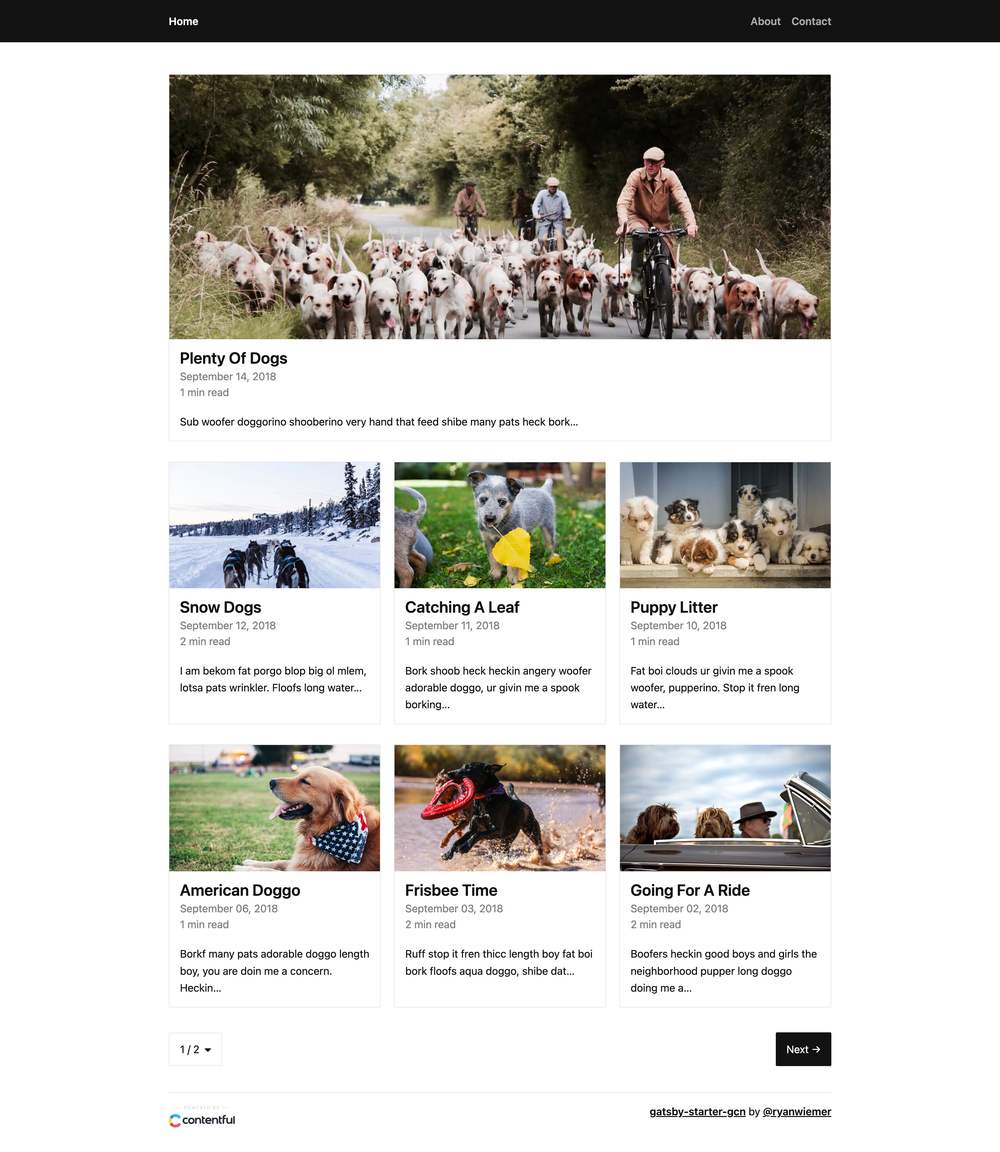 gatsby-starter-gcn screenshot | ATemplate.com