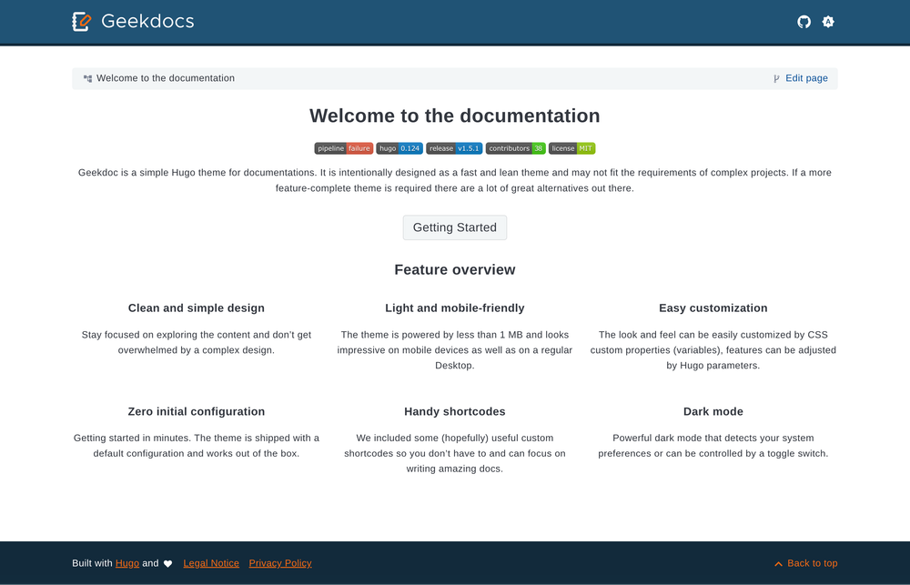hugo-geekdoc screenshot | ATemplate.com