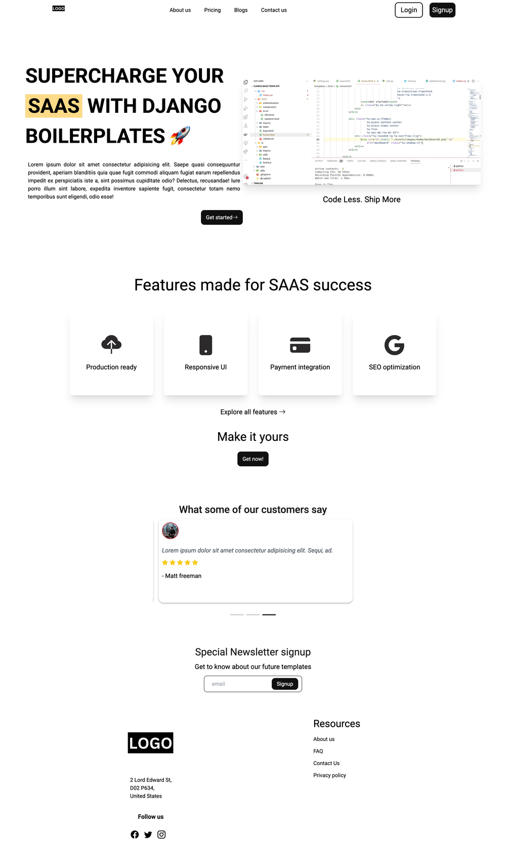 Django-SAAS-Boilerplate screenshot | ATemplate.com