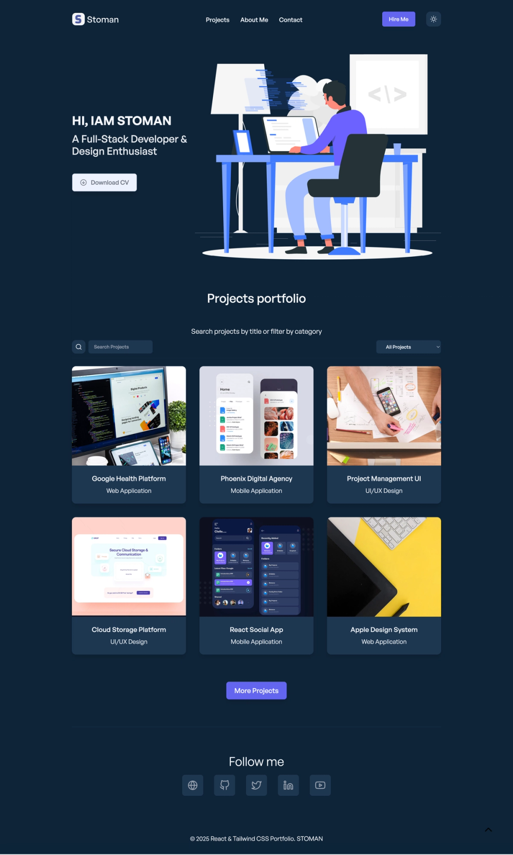 react-tailwindcss-portfolio screenshot | ATemplate.com