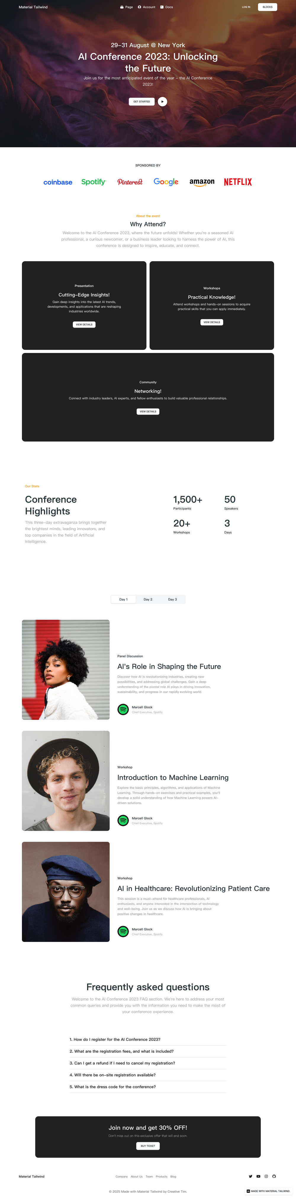 Event Landing Page screenshot | ATemplate.com