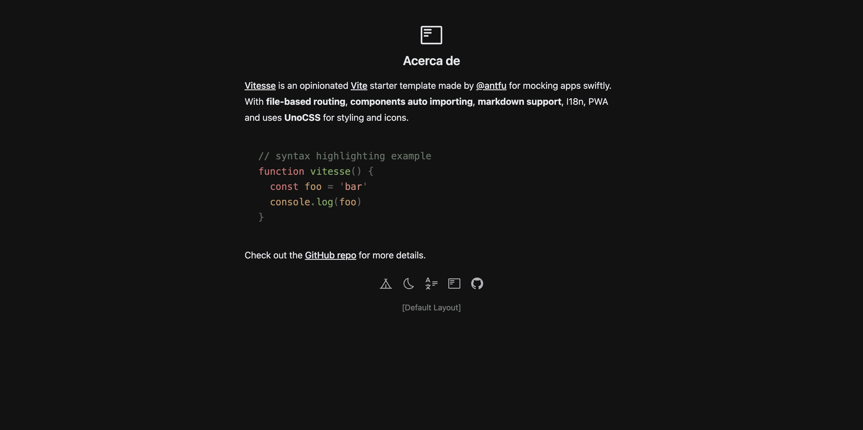Vitesse screenshot | ATemplate.com