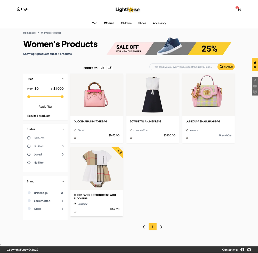 Lighthouse shop screenshot | ATemplate.com