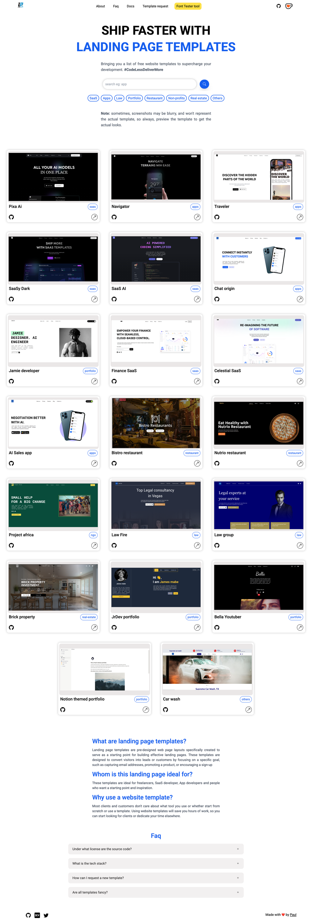 awesome-landing-pages screenshot | ATemplate.com
