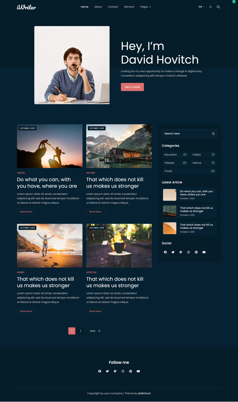 iwriter-hugo screenshot | ATemplate.com