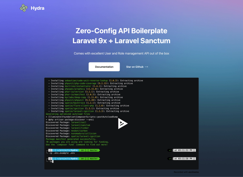 hydra screenshot | ATemplate.com