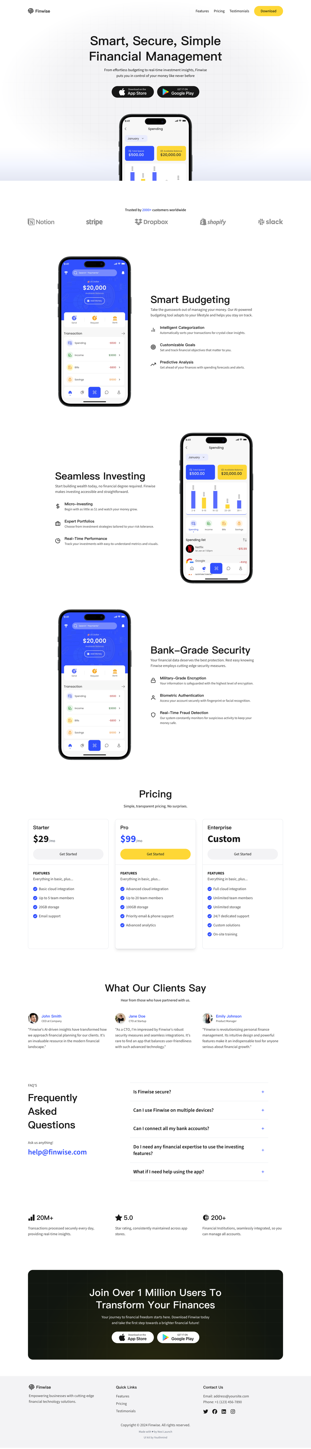 finwise-landing-page screenshot | ATemplate.com