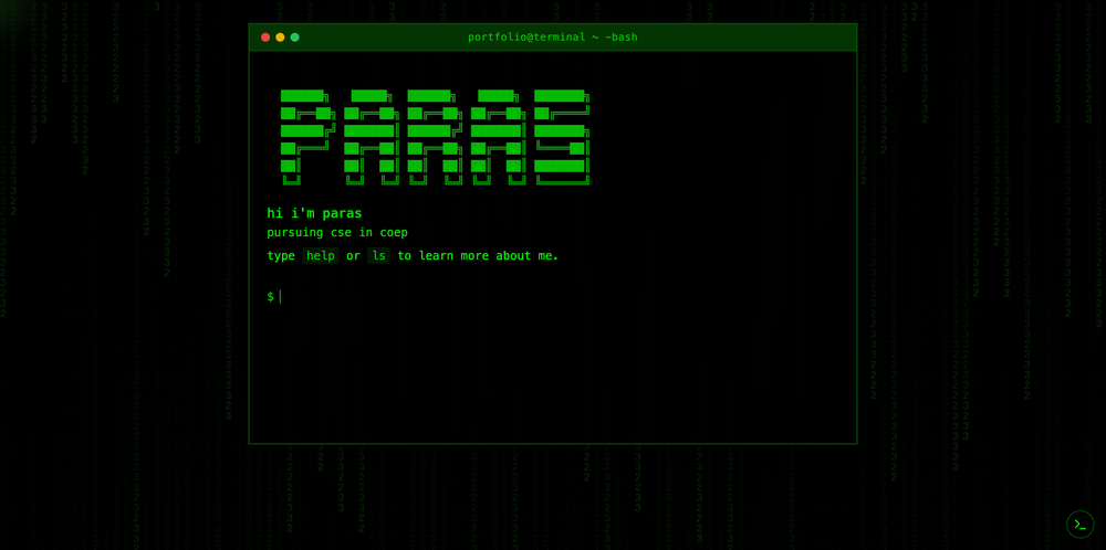 terminal_portfolio screenshot | ATemplate.com