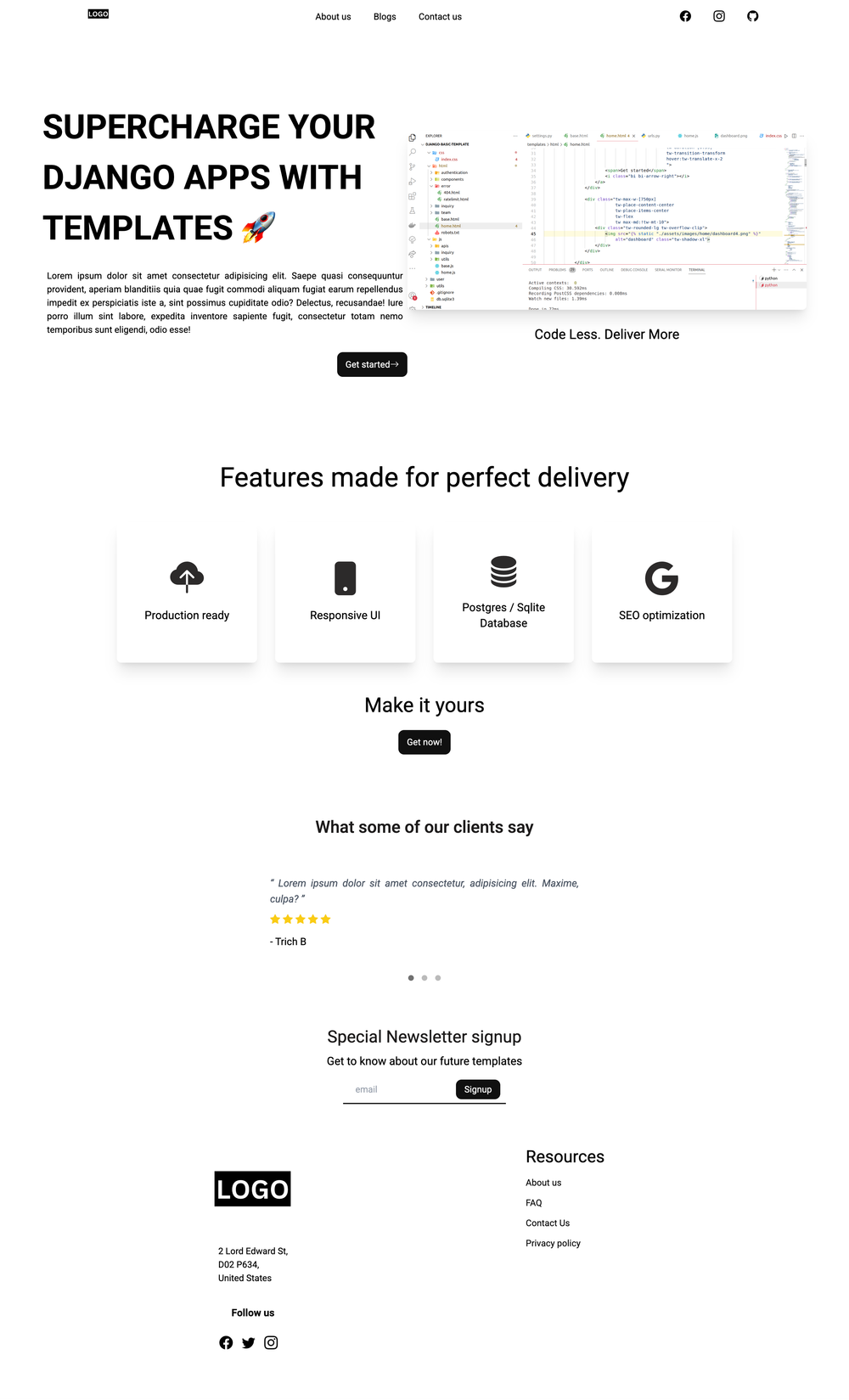 Django-website-template screenshot | ATemplate.com
