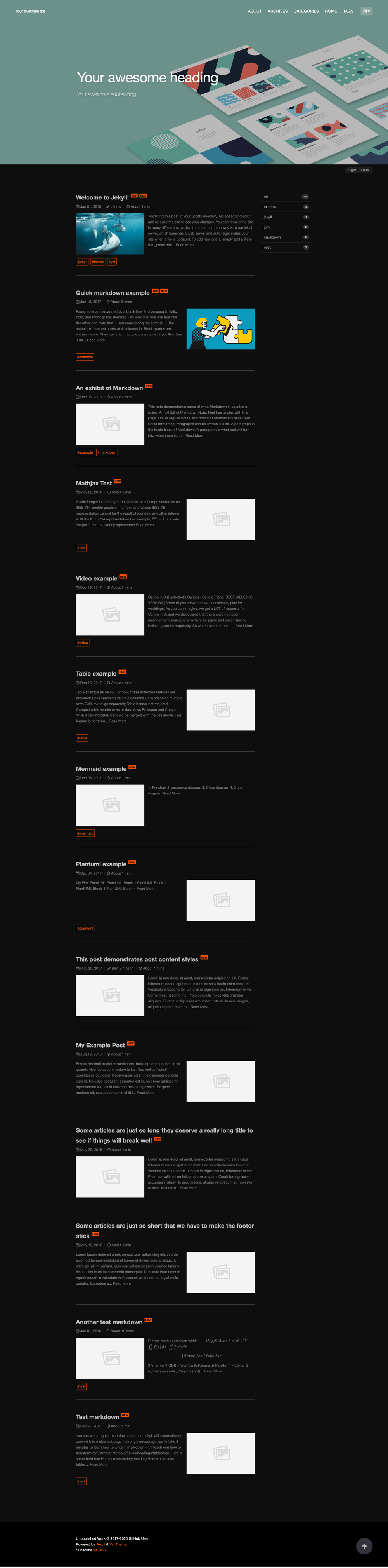jekyll-theme-yat screenshot | ATemplate.com