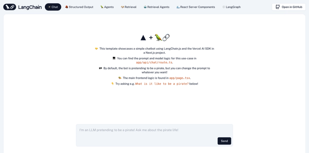 LangChain Next.js Template screenshot | ATemplate.com