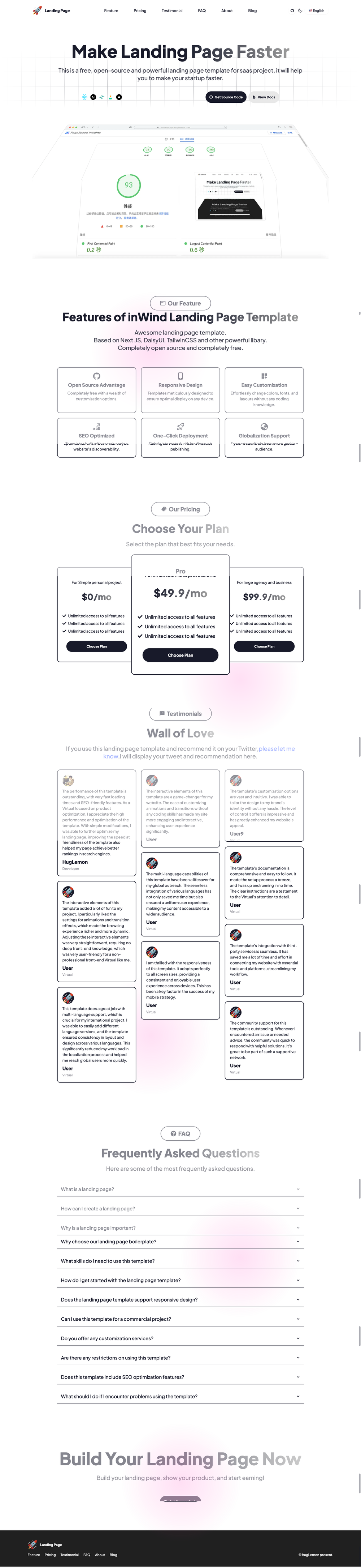 inWind Landing Page screenshot | ATemplate.com