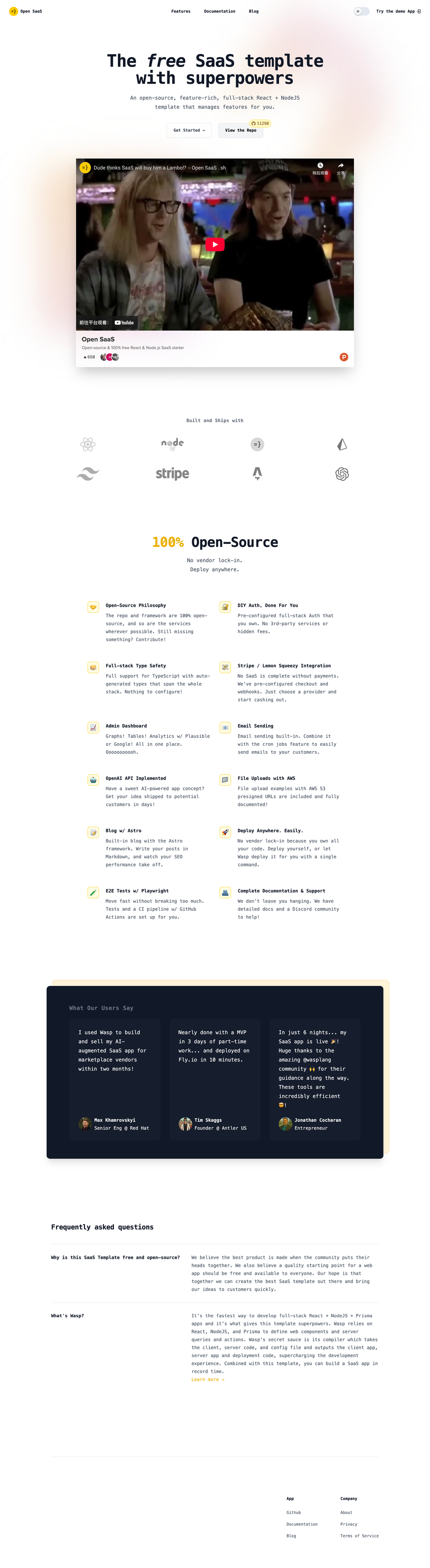 Open SaaS screenshot | ATemplate.com