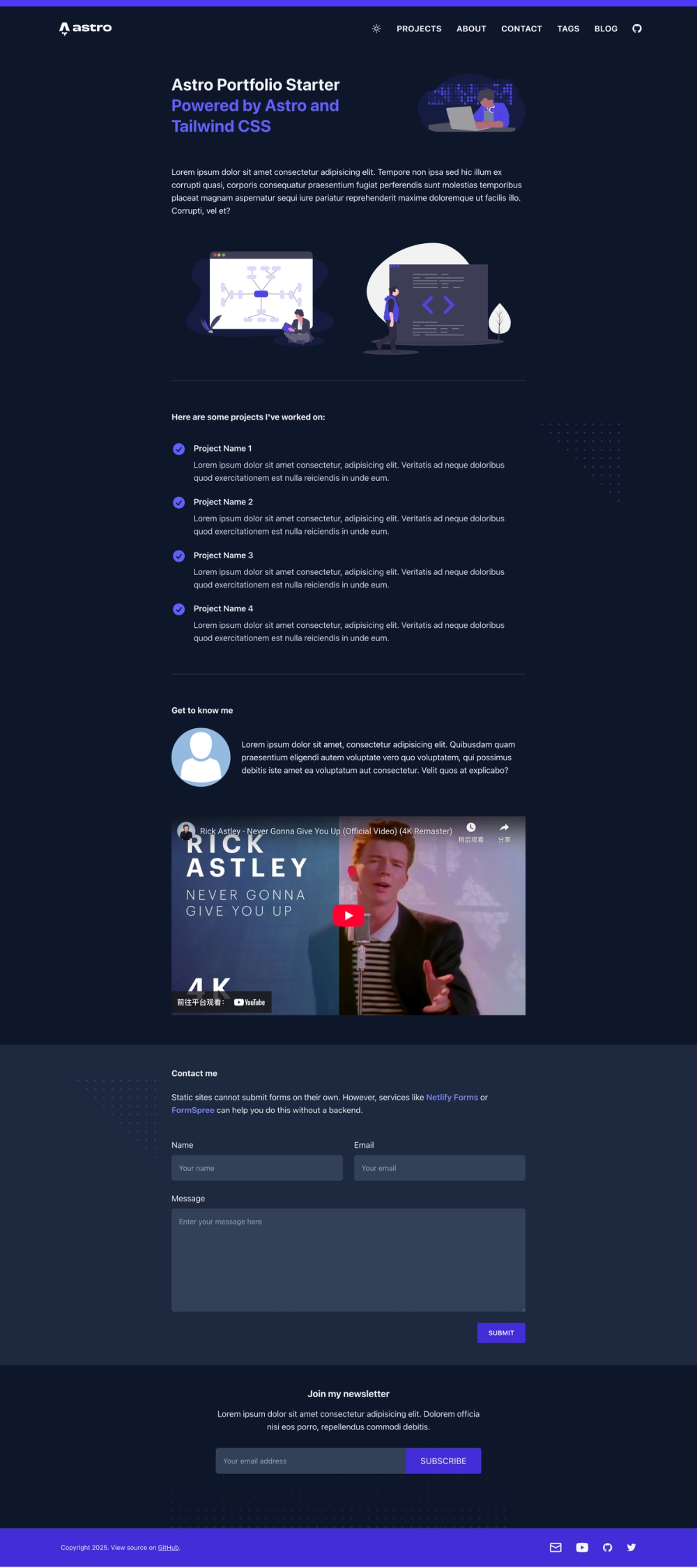 Astro Portfolio Starter screenshot | ATemplate.com
