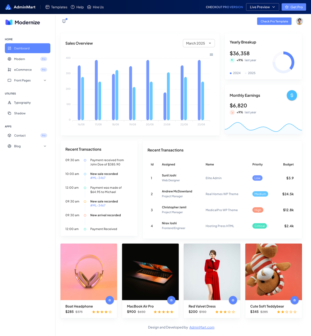 Modernize-vuejs-free screenshot | ATemplate.com