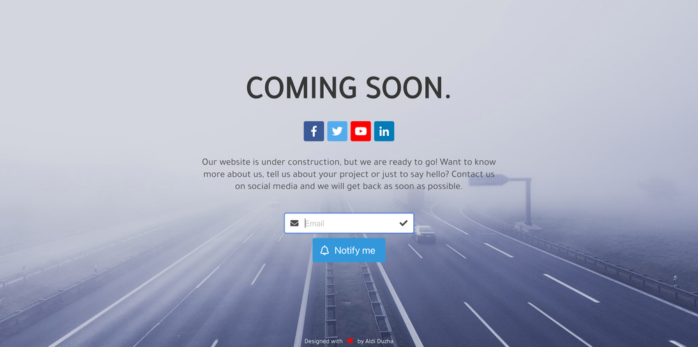 Bulma Coming Soon Template screenshot | ATemplate.com