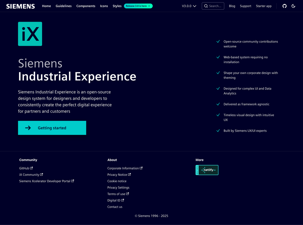 Siemens Industrial Experience screenshot | ATemplate.com