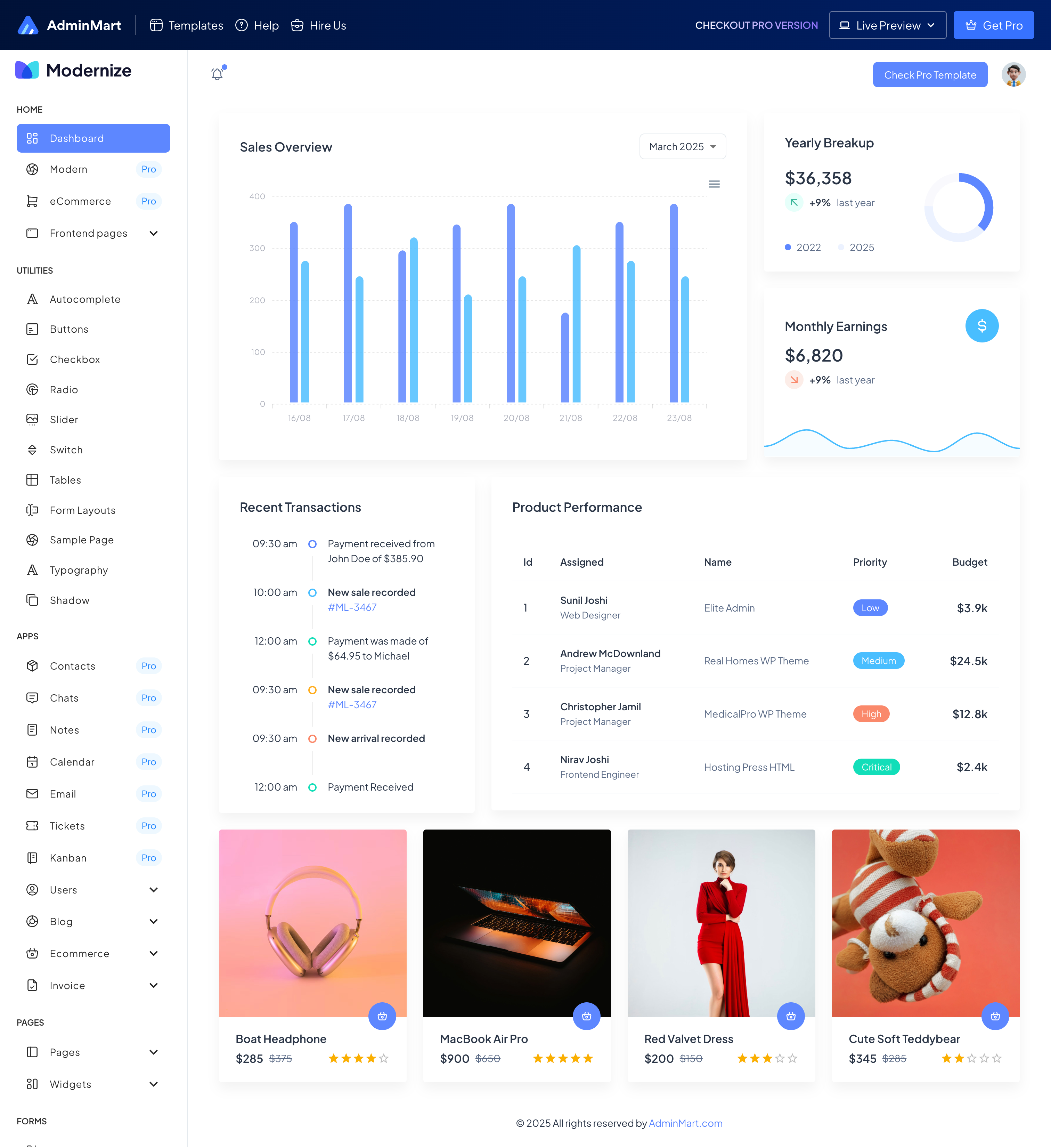 modernize-react-lite screenshot | ATemplate.com