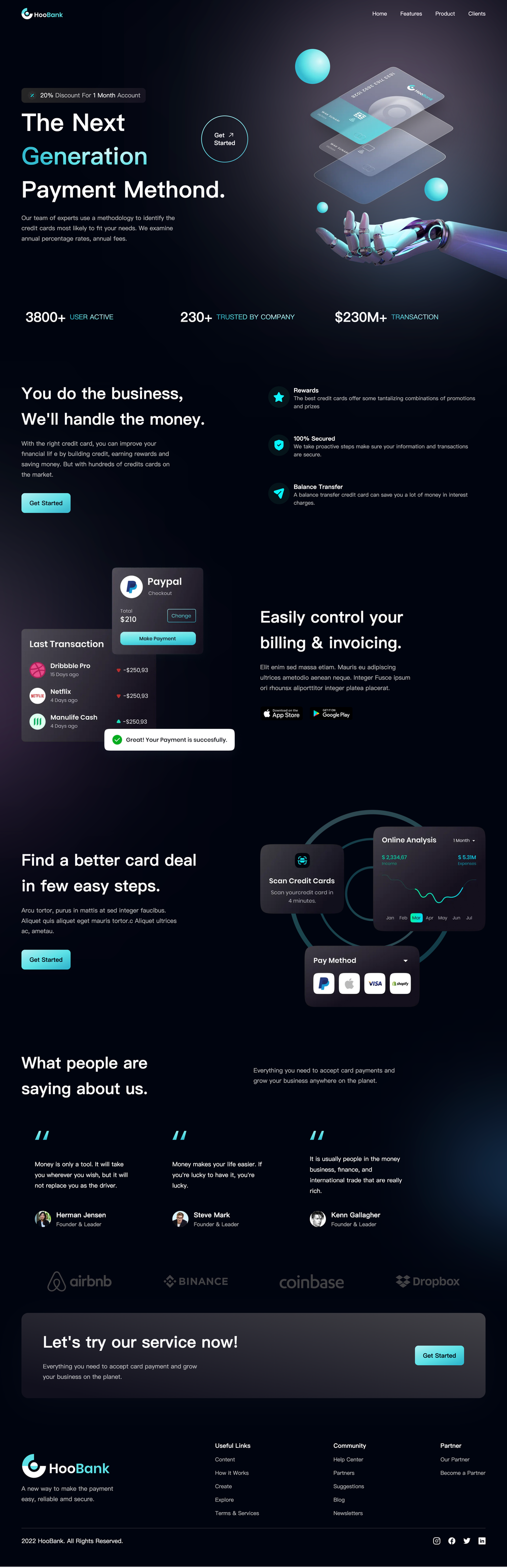 Hoobank-App-Landing-Page screenshot | ATemplate.com