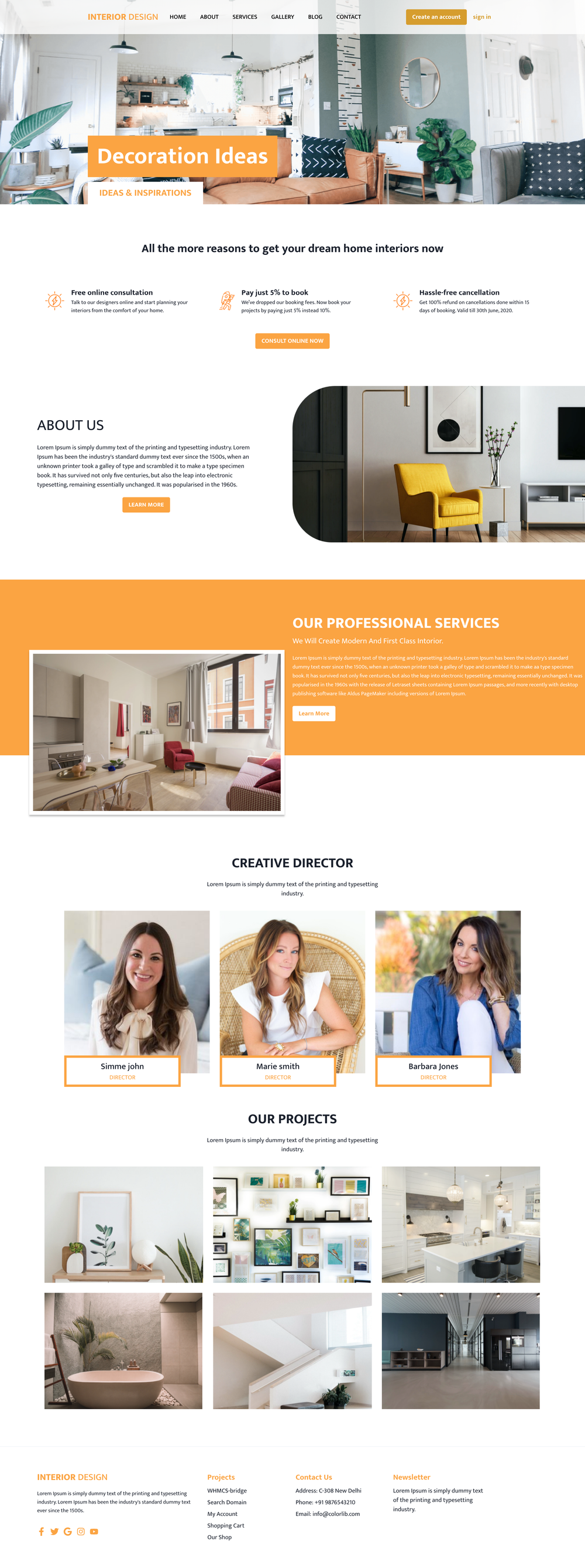 interior-design-website screenshot | ATemplate.com