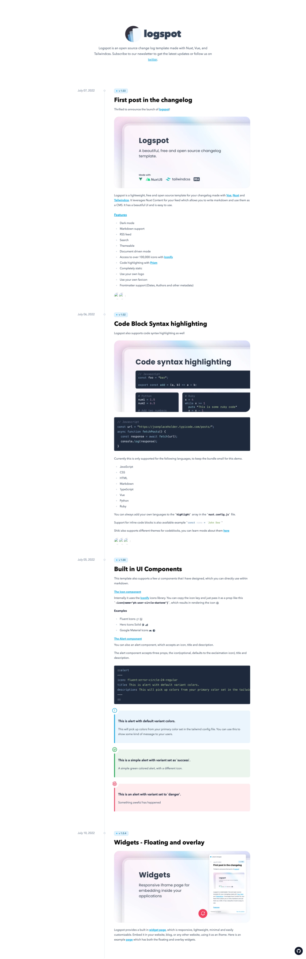 Logspot screenshot | ATemplate.com