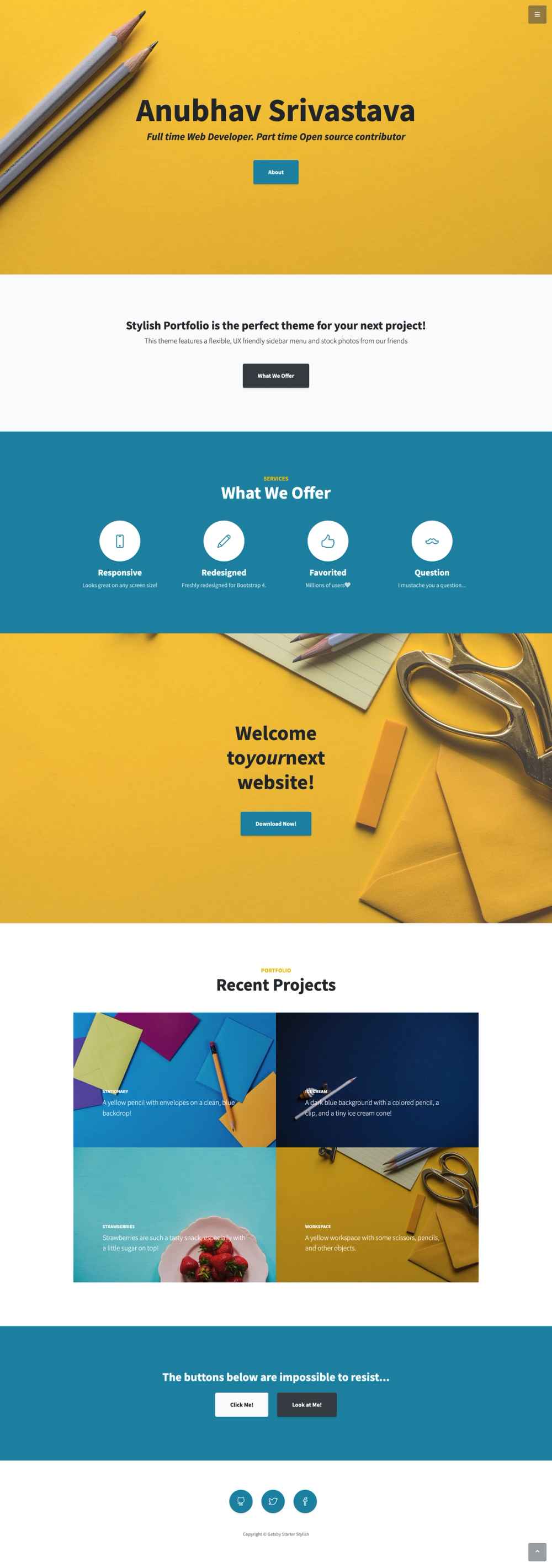 gatsby-starter-stylish screenshot | ATemplate.com