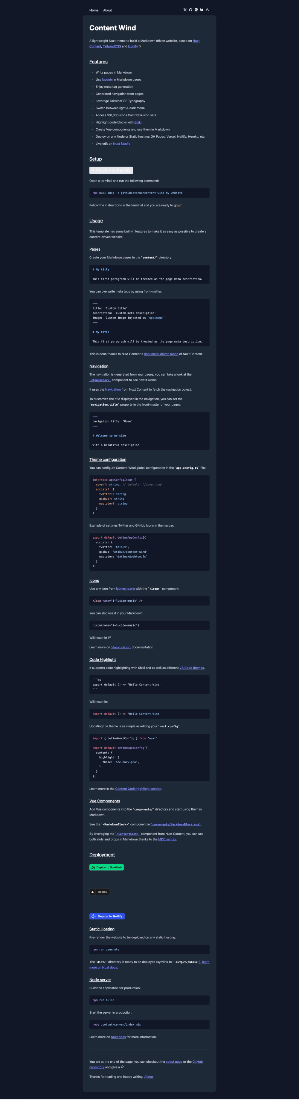 content-wind screenshot | ATemplate.com