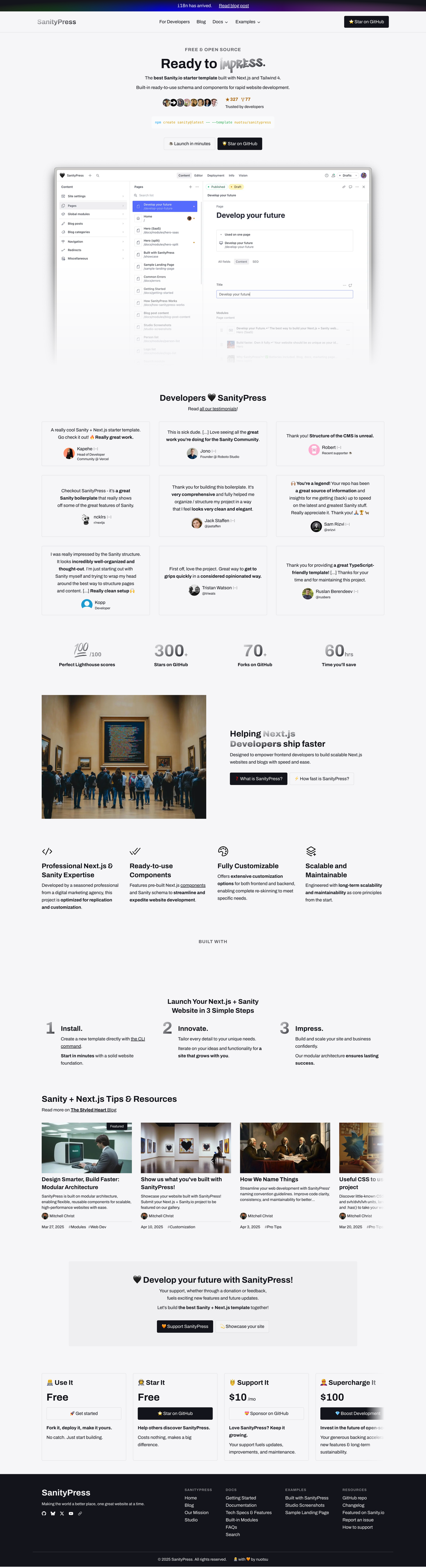SanityPress screenshot | ATemplate.com