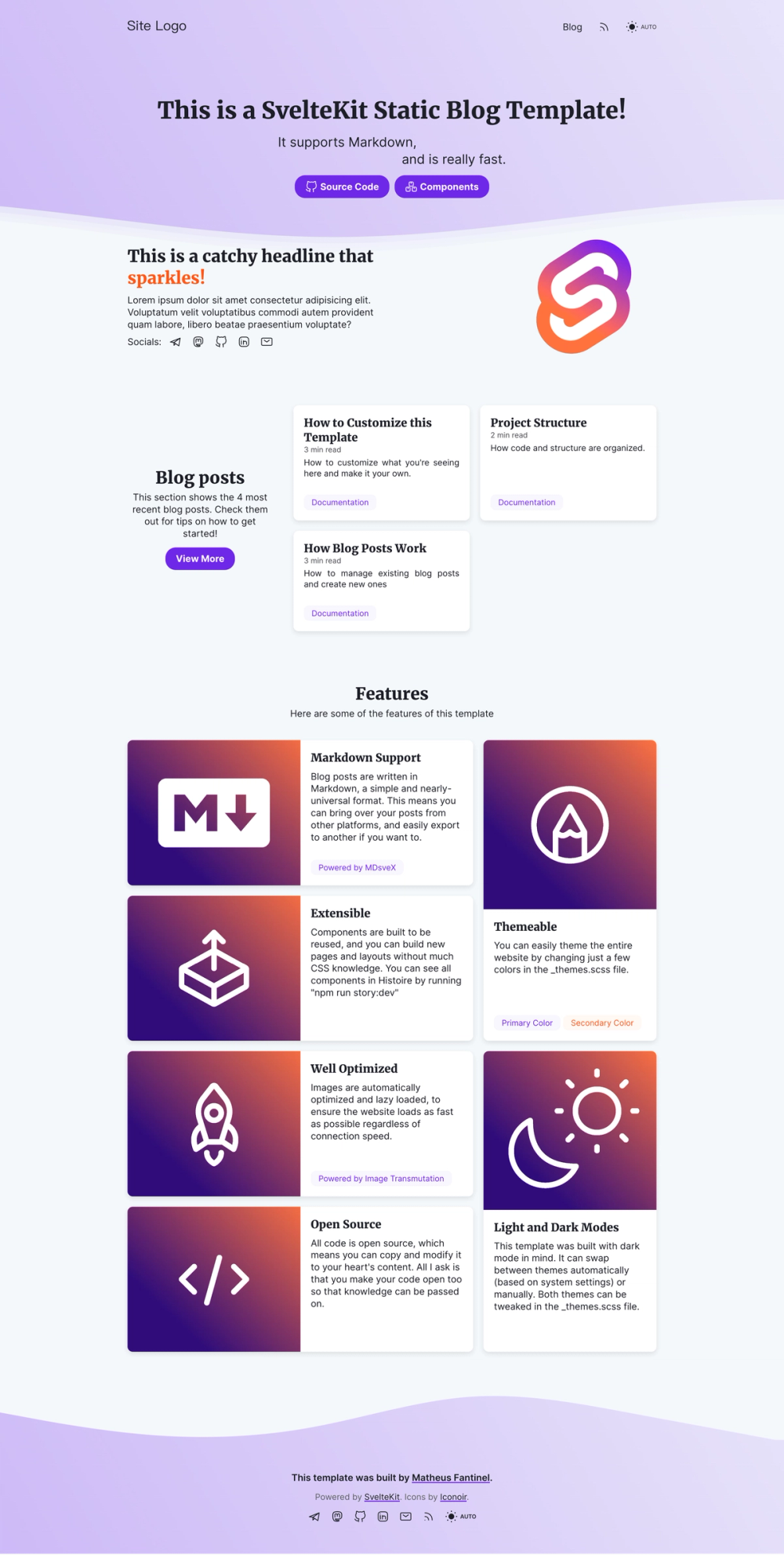 sveltekit-static-blog-template screenshot | ATemplate.com
