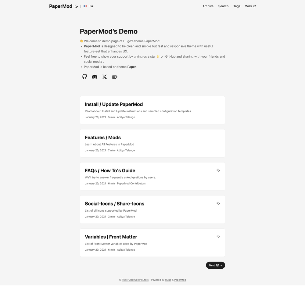 hugo-PaperMod screenshot | ATemplate.com
