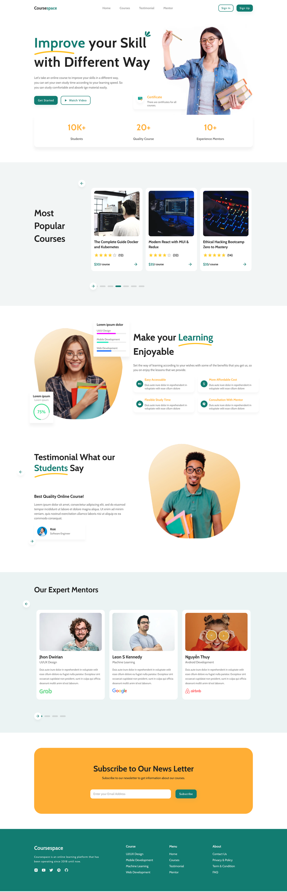 Coursespace screenshot | ATemplate.com