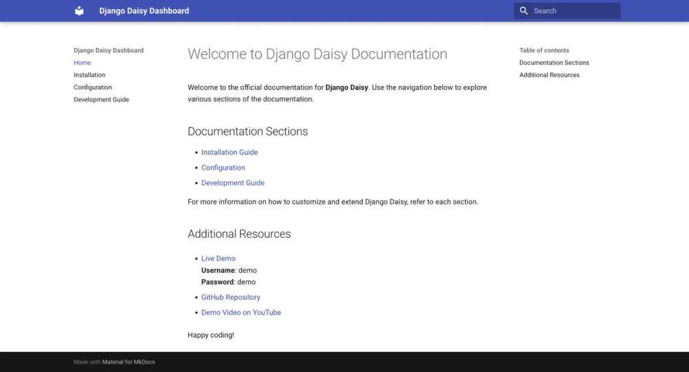 django-daisy screenshot | ATemplate.com