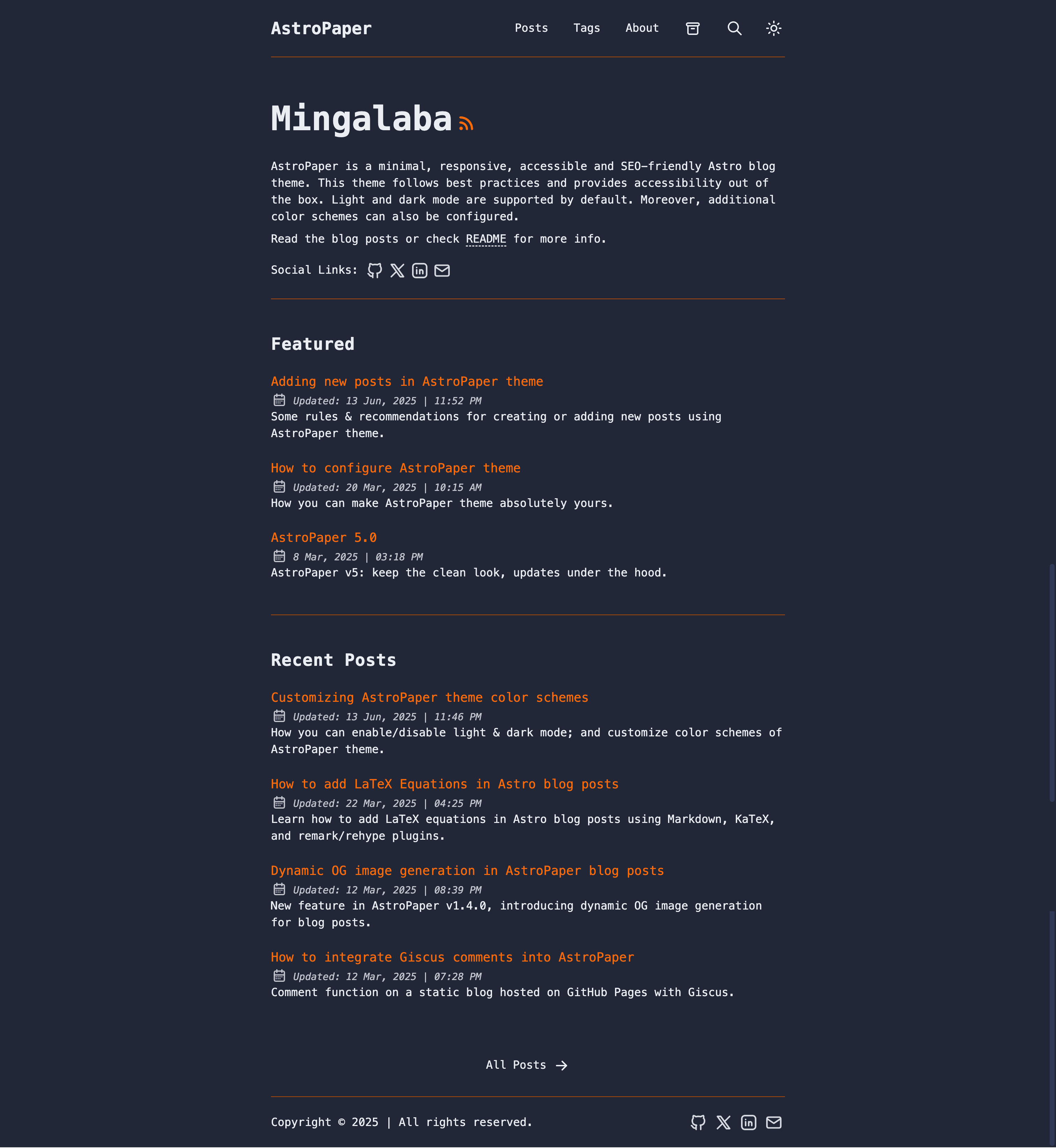AstroPaper screenshot | ATemplate.com
