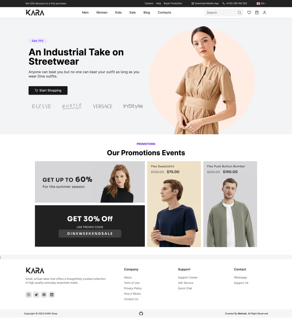 KARA Shop screenshot | ATemplate.com