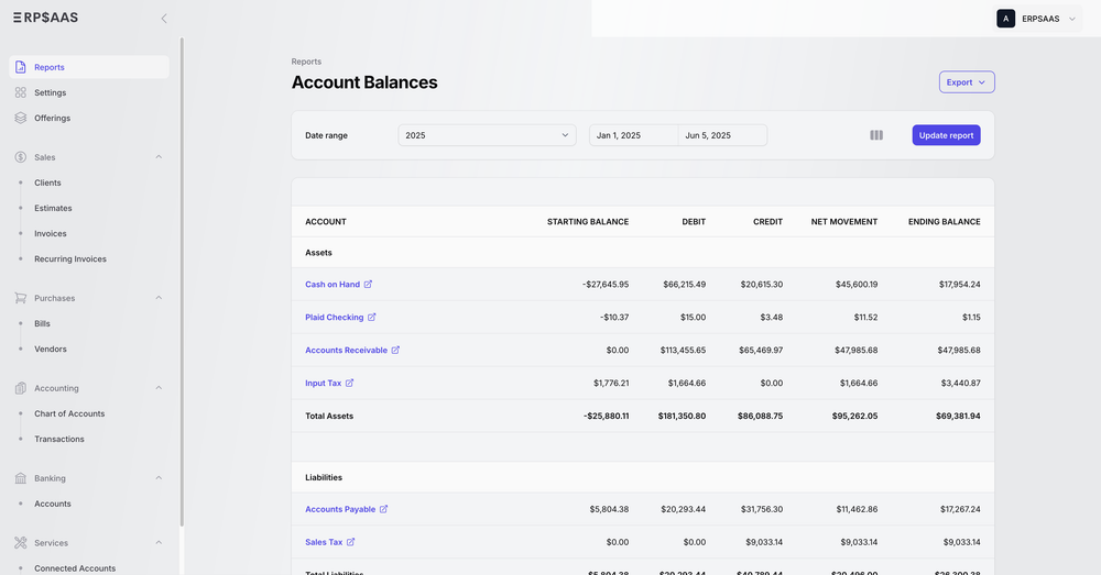 ERPSAAS screenshot | ATemplate.com