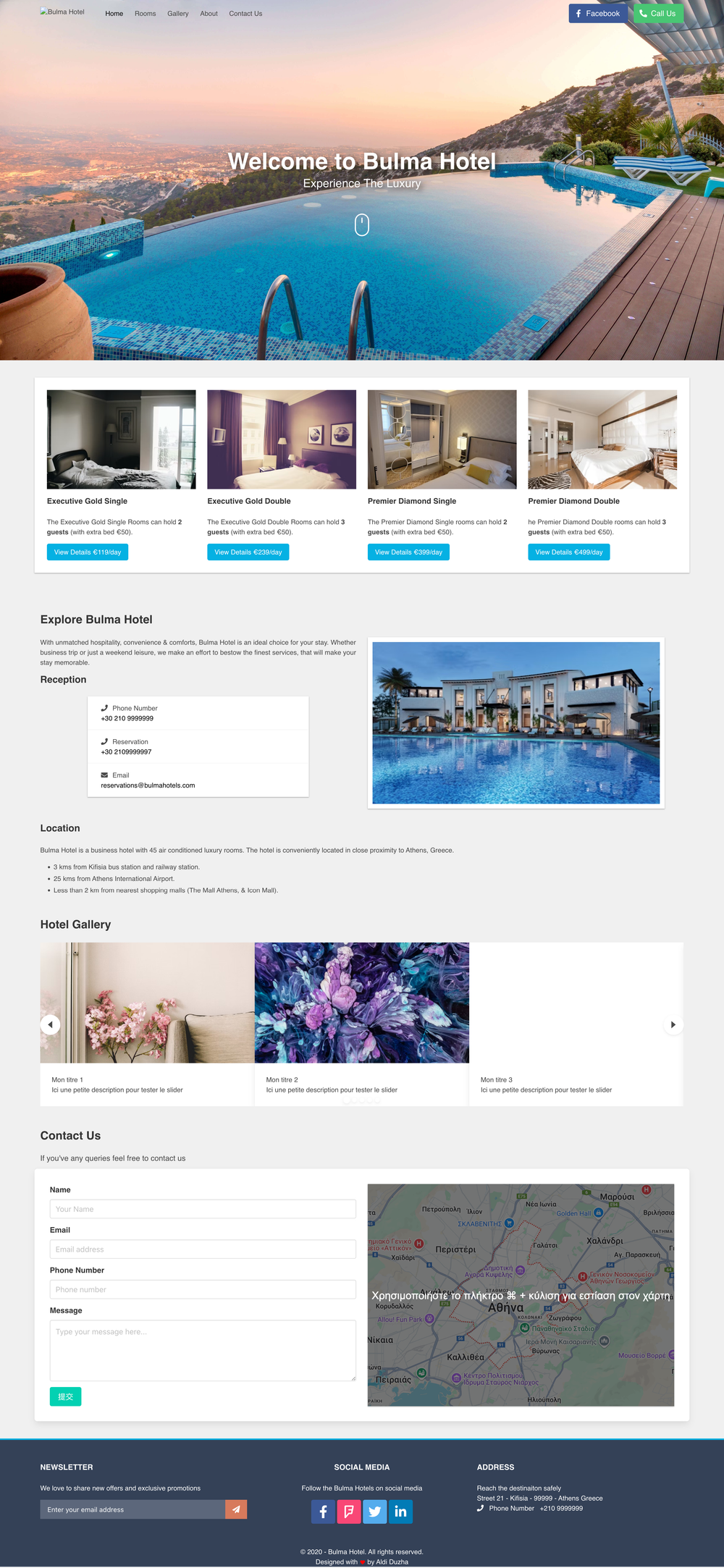 Bulma Hotel Template screenshot | ATemplate.com