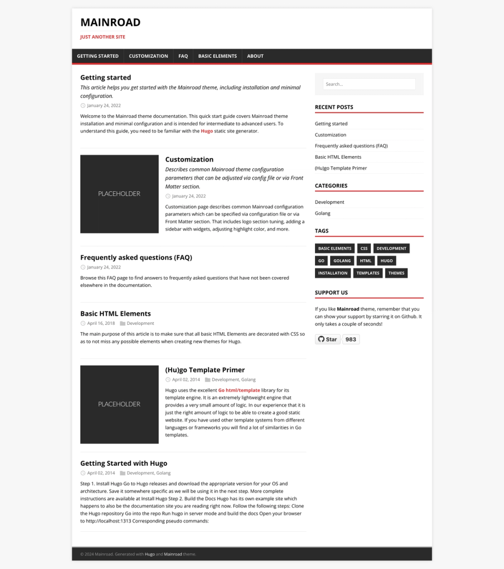 Mainroad screenshot | ATemplate.com