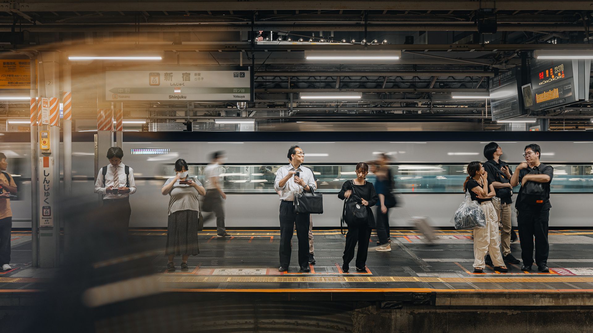 Japan Train Platform Moving shot