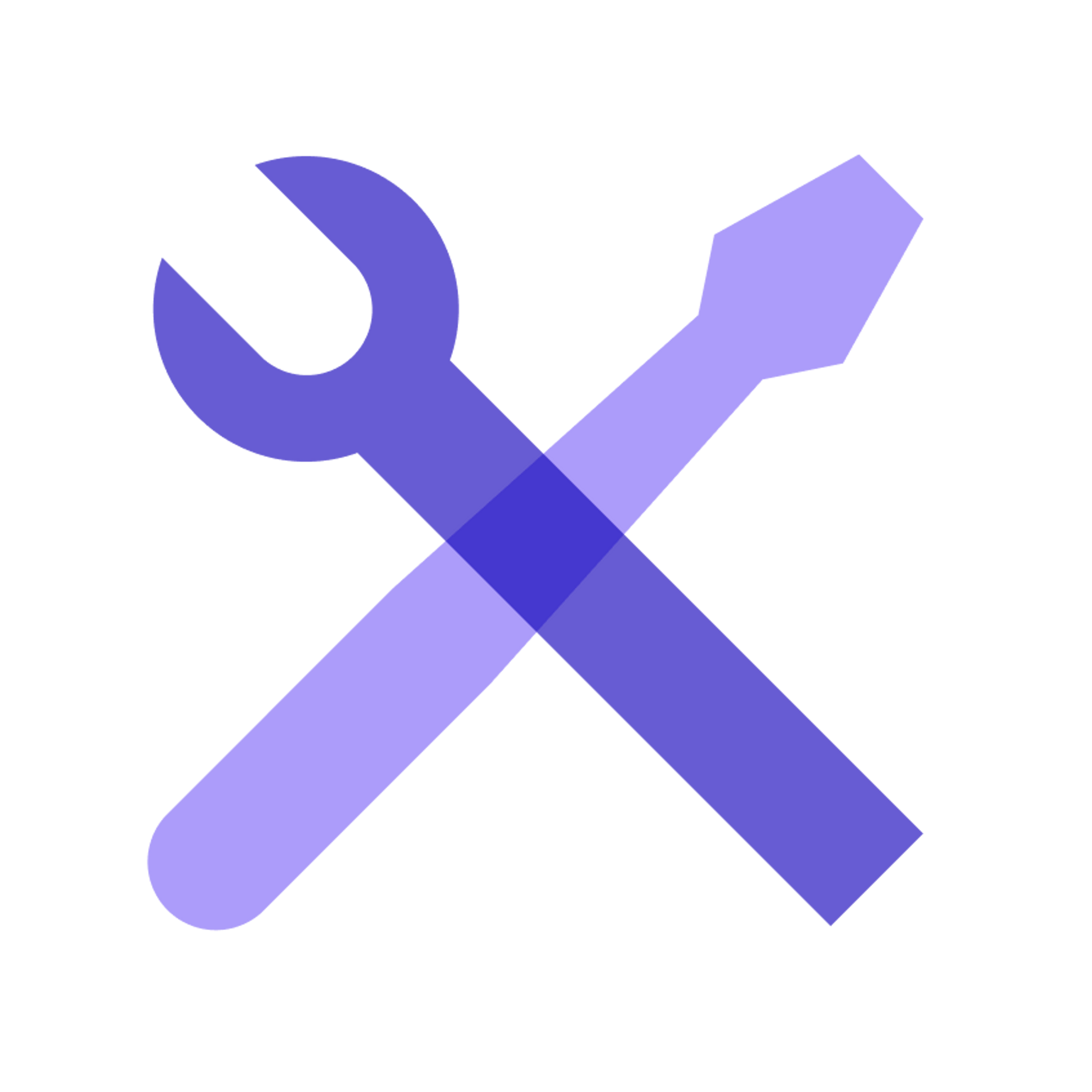 A purple icon of a wrench and screwdriver on a transparent background