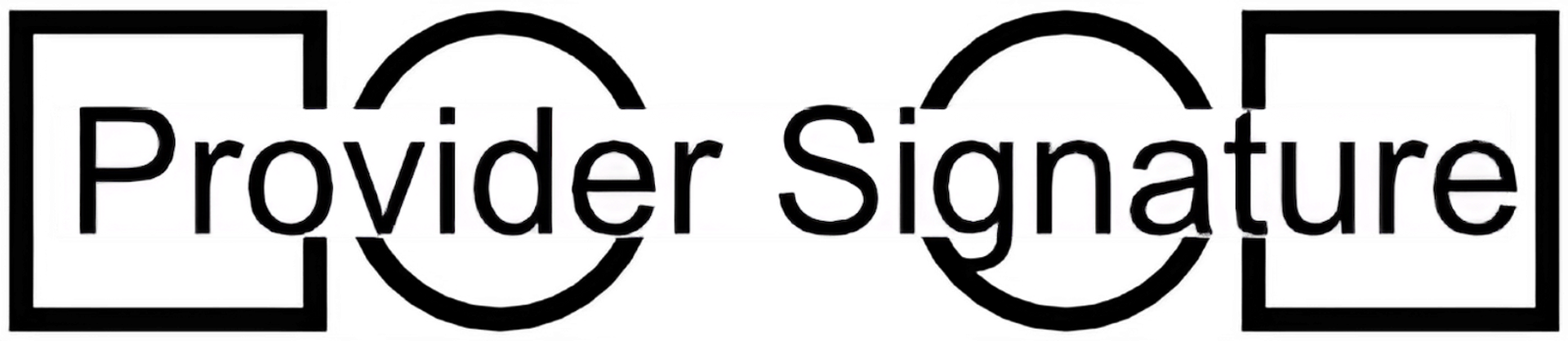 A black and white logo labeled 'Provider Signature'