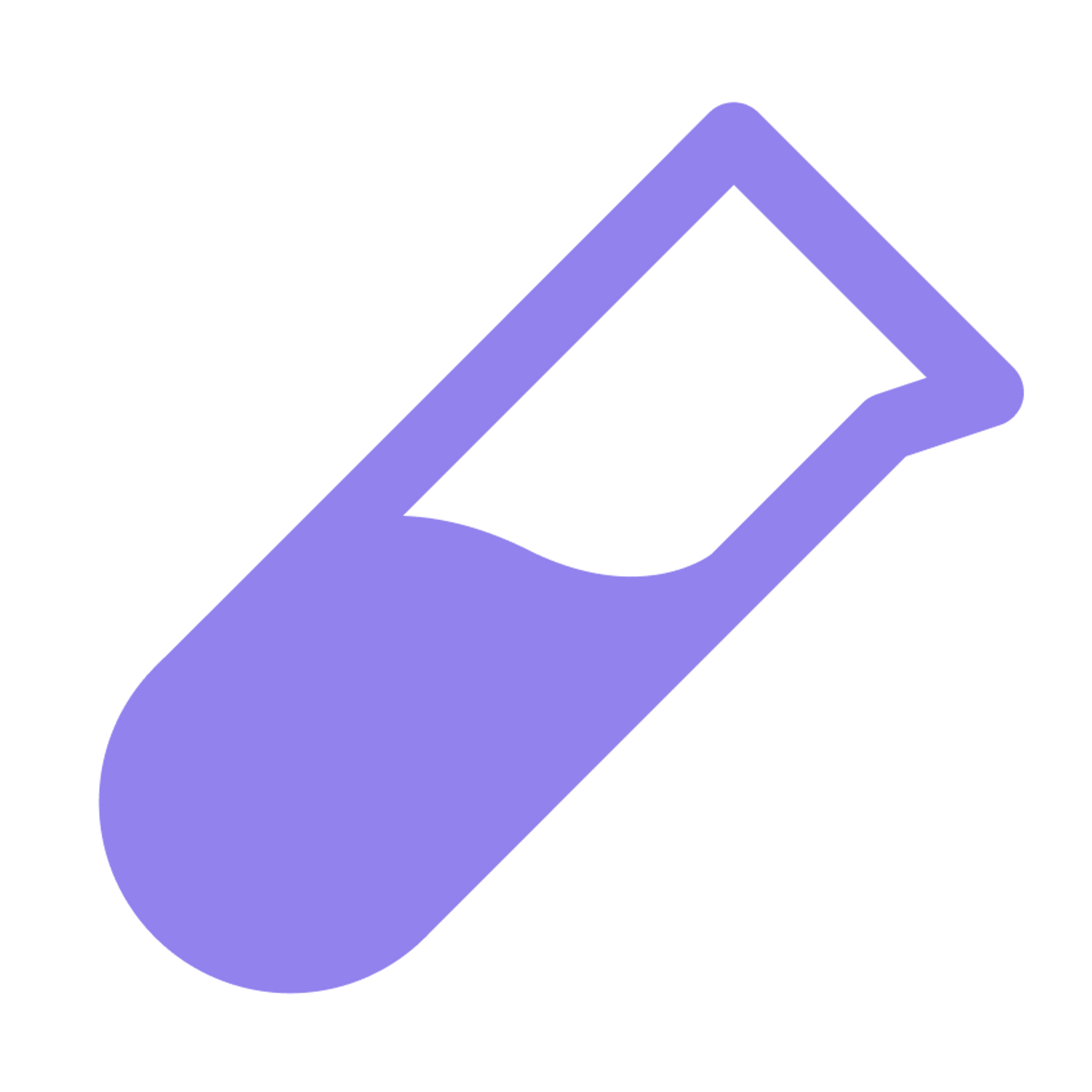 A purple icon of a test tube on a transparent background