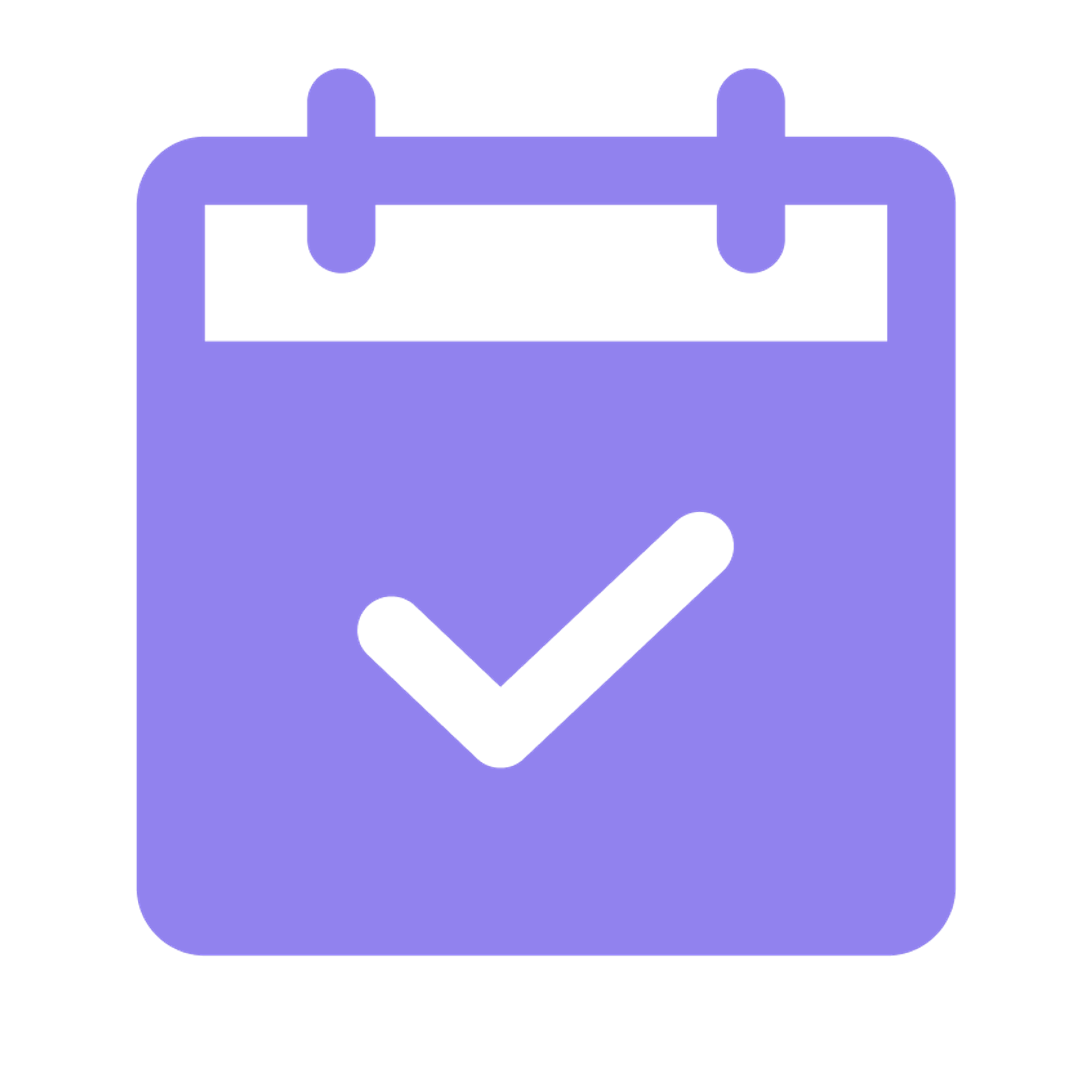 A purple icon of a calendar on a transparent background