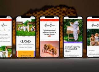 A gallery of five different mobile web page designs